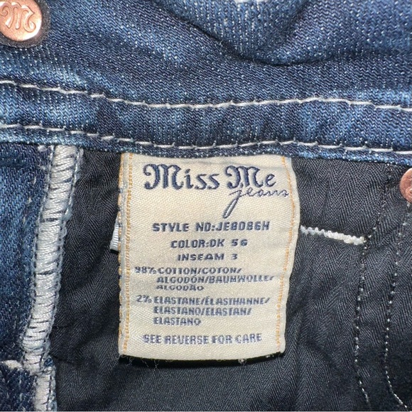 MISS ME signature low rise jean shorts cutoff denim embellished distressed 26 - Picture 9 of 15